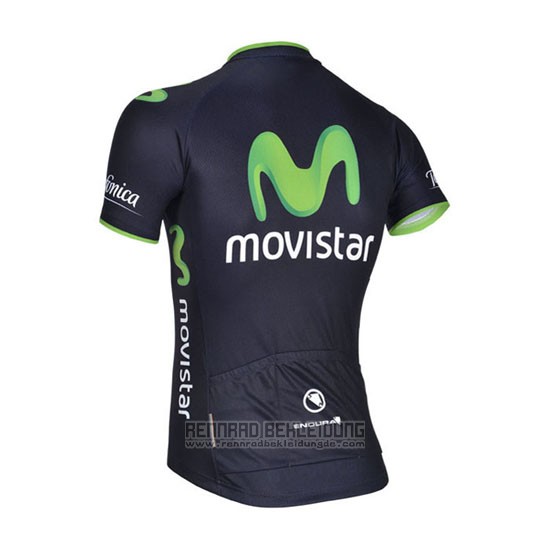 2014 Fahrradbekleidung Movistar Shwarz Trikot Kurzarm und Tragerhose